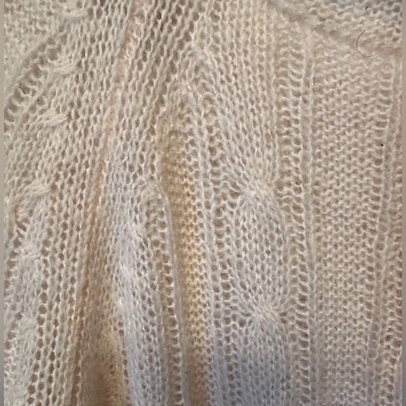 J. Crew Size Medium Boat Neck Cable Knit Soft Wool Mohair Dolce Sweater Ivory - Picture 4 of 8